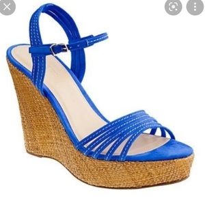 EUC J. Crew Bette blue suede strappy wedge sandal